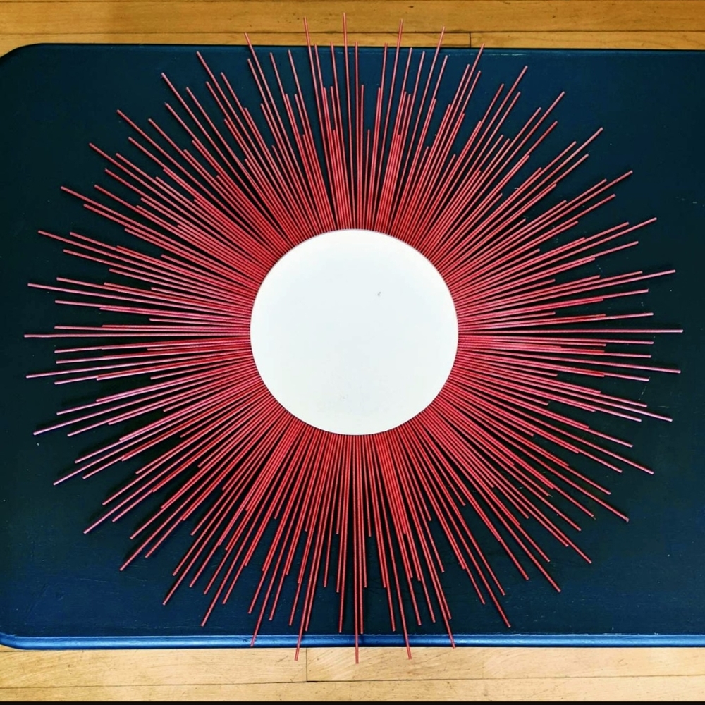 Glamorous 35” RED Sunburst Mirror Decorative Wall Mirror